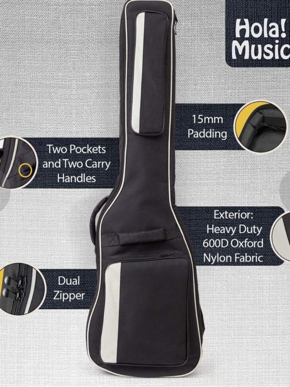 Black and White Padded Guitar Gig Bag
